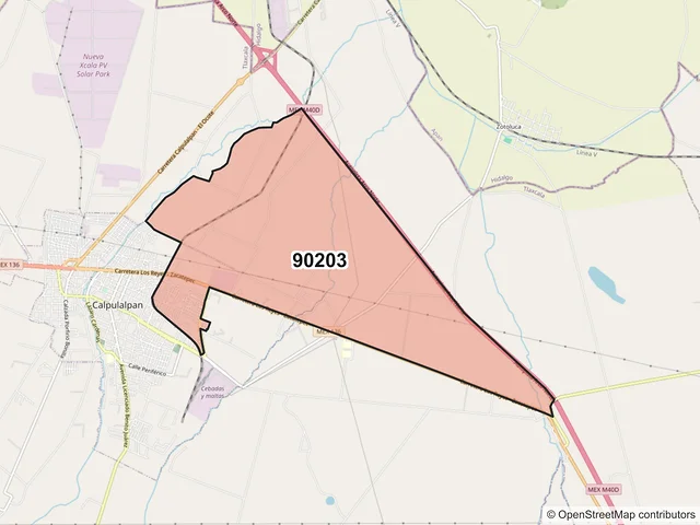 Mapa del código postal 90203, Calpulalpan, Tlaxcala