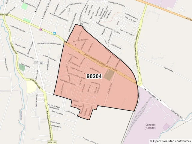 Mapa del código postal 90204, Calpulalpan, Tlaxcala