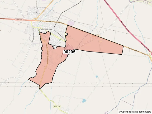 Mapa del código postal 90205, Calpulalpan, Tlaxcala