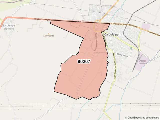 Mapa del código postal 90207, Calpulalpan, Tlaxcala
