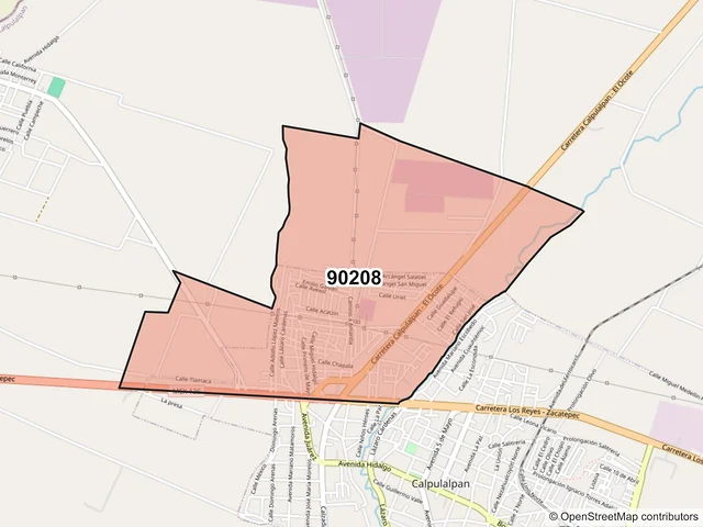 Mapa del código postal 90208, Calpulalpan, Tlaxcala