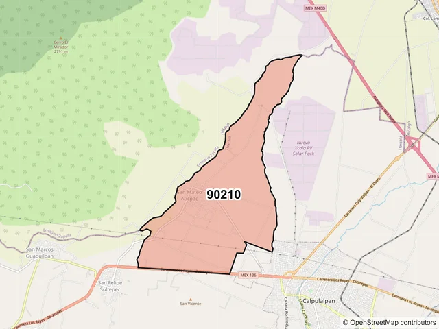 Mapa del código postal 90210, Calpulalpan, Tlaxcala