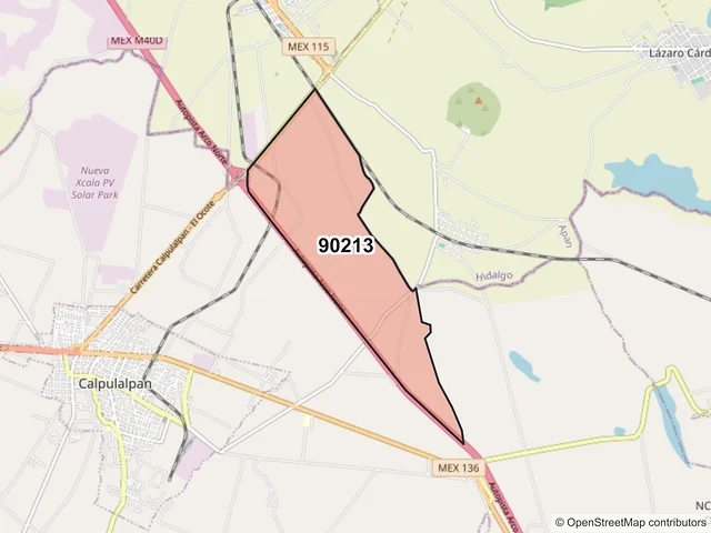 Mapa del código postal 90213, Calpulalpan, Tlaxcala