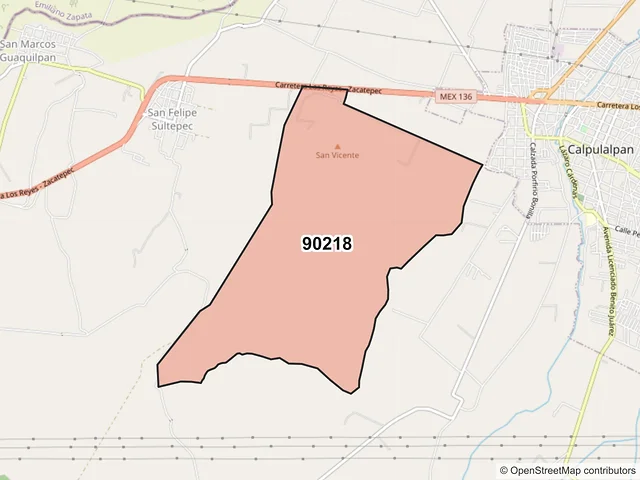 Mapa del código postal 90218, Calpulalpan, Tlaxcala