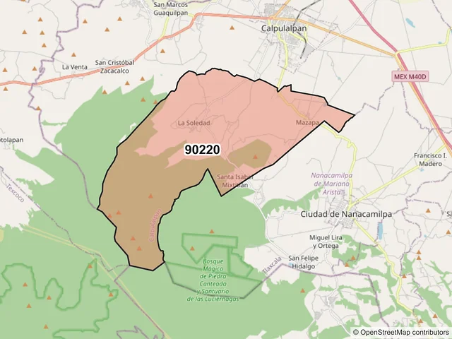 Mapa del código postal 90220, Calpulalpan, Tlaxcala
