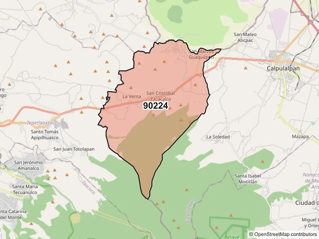 Mapa del código postal 90224, Calpulalpan, Tlaxcala