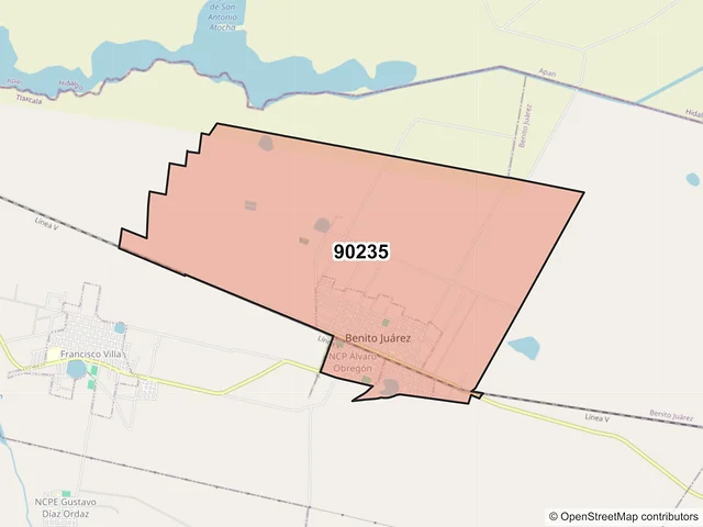 Mapa del código postal 90235, Benito Juárez, Tlaxcala