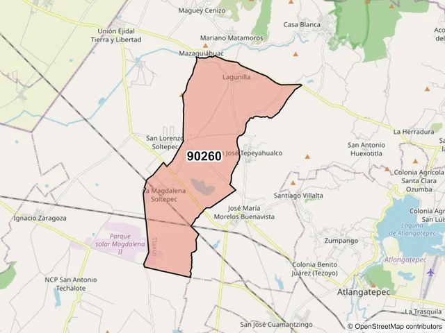 Mapa del código postal 90260, Tlaxco, Tlaxcala