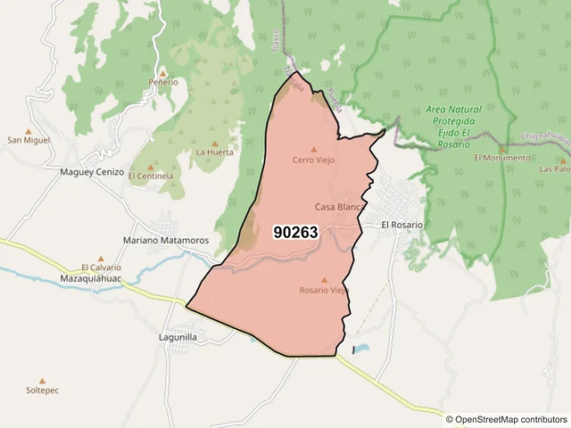 Mapa del código postal 90263, Tlaxco, Tlaxcala
