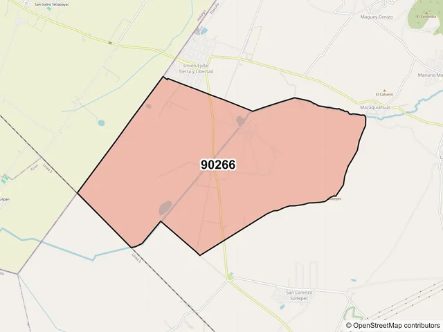 Mapa del código postal 90266, Tlaxco, Tlaxcala