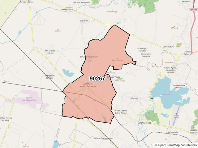 Mapa del código postal 90267, Tlaxco, Tlaxcala