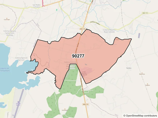 Mapa del código postal 90277, Tlaxco, Tlaxcala