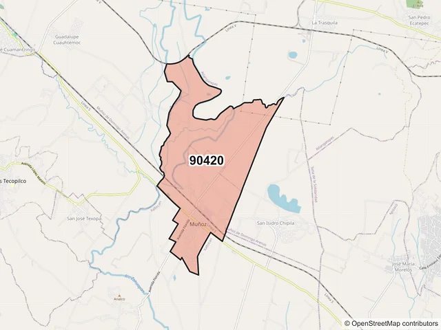 Mapa del código postal 90420, Muñoz de Domingo Arenas, Tlaxcala
