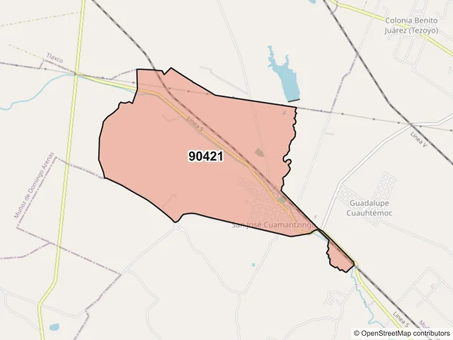 Mapa del código postal 90421, Muñoz de Domingo Arenas, Tlaxcala