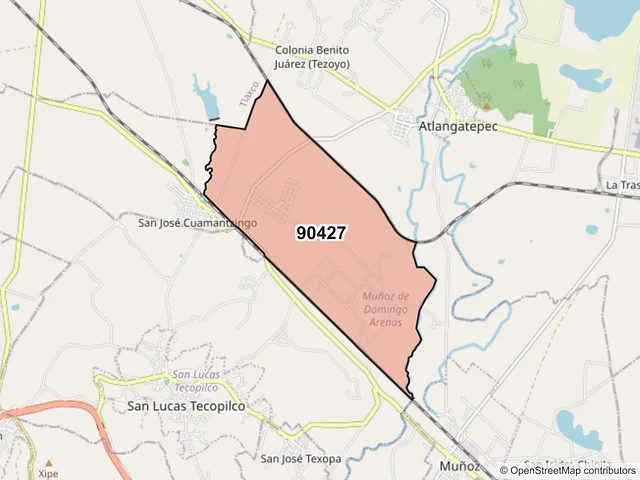 Mapa del código postal 90427, Muñoz de Domingo Arenas, Tlaxcala