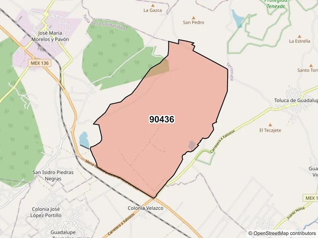 Mapa del código postal 90436, Tetla de la Solidaridad, Tlaxcala