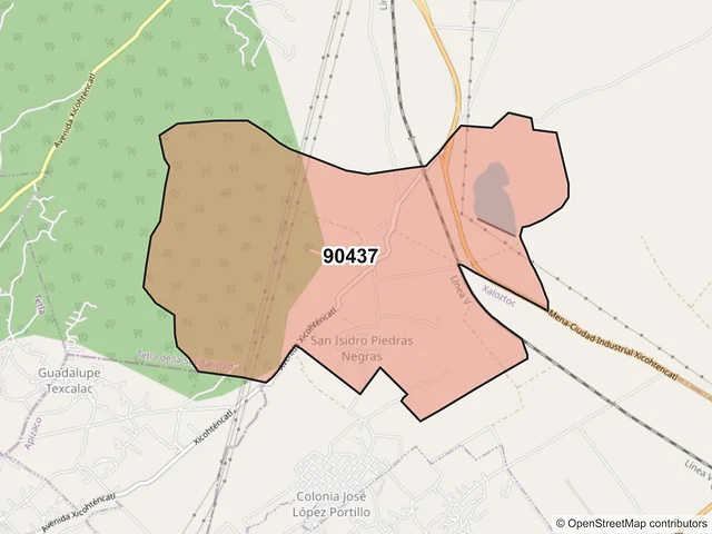 Mapa del código postal 90437, Tetla de la Solidaridad, Tlaxcala
