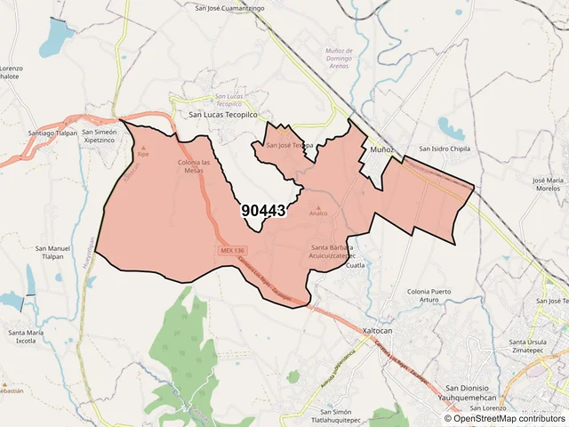 Mapa del código postal 90443, Xaltocan, Tlaxcala