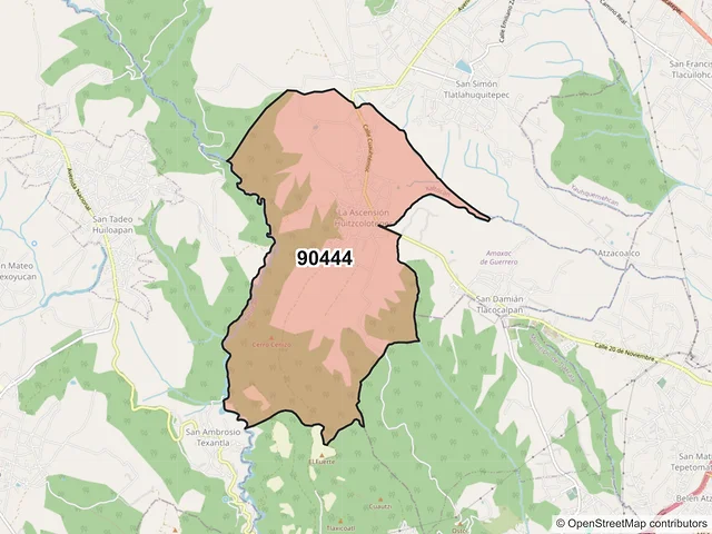 Mapa del código postal 90444, Xaltocan, Tlaxcala