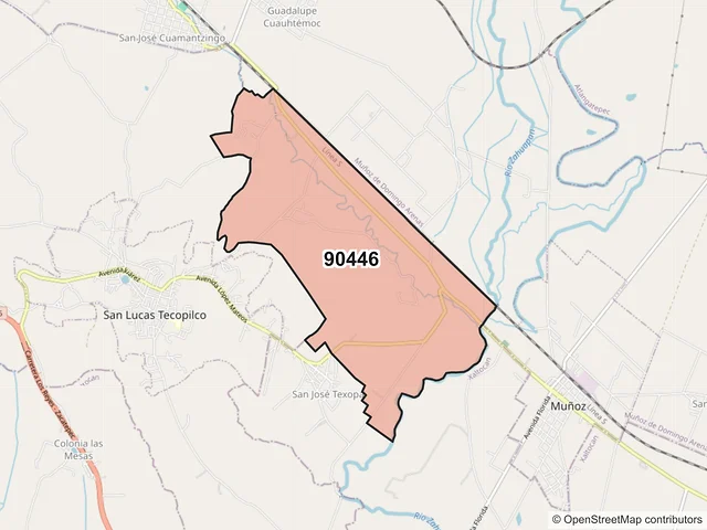 Mapa del código postal 90446, San Lucas Tecopilco, Tlaxcala