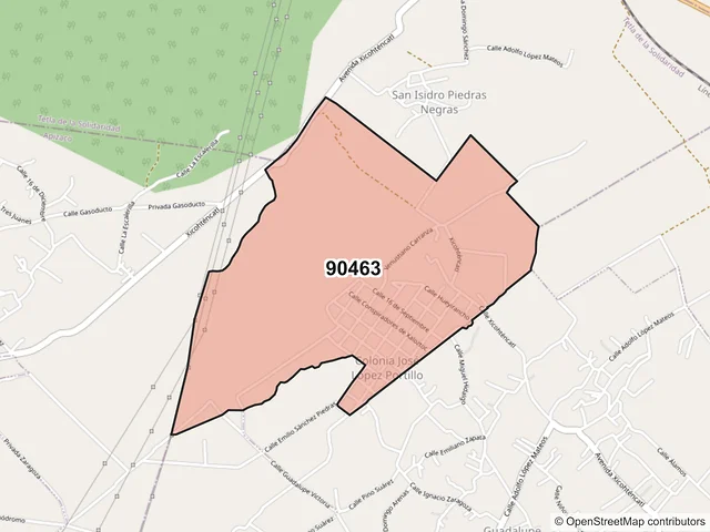 Mapa del código postal 90463, Xaloztoc, Tlaxcala