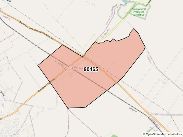 Mapa del código postal 90465, Xaloztoc, Tlaxcala