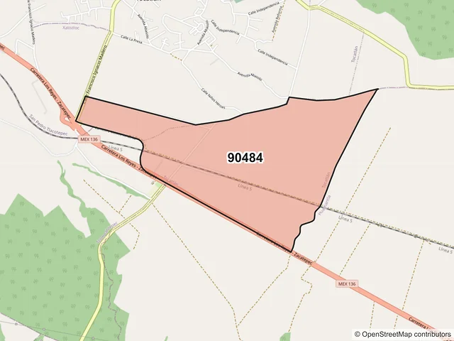 Mapa del código postal 90484, Tocatlán, Tlaxcala