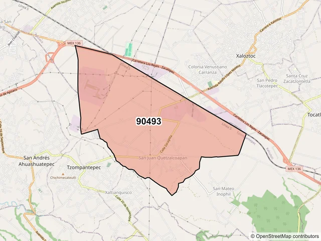 Mapa del código postal 90493, Tzompantepec, Tlaxcala