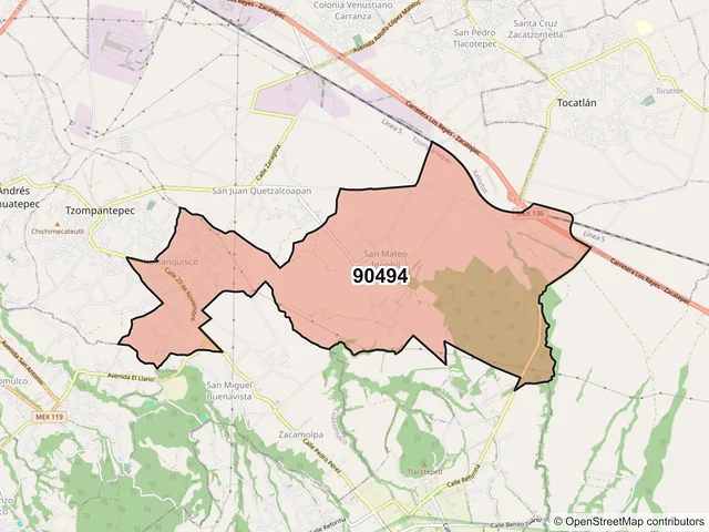 Mapa del código postal 90494, Tzompantepec, Tlaxcala