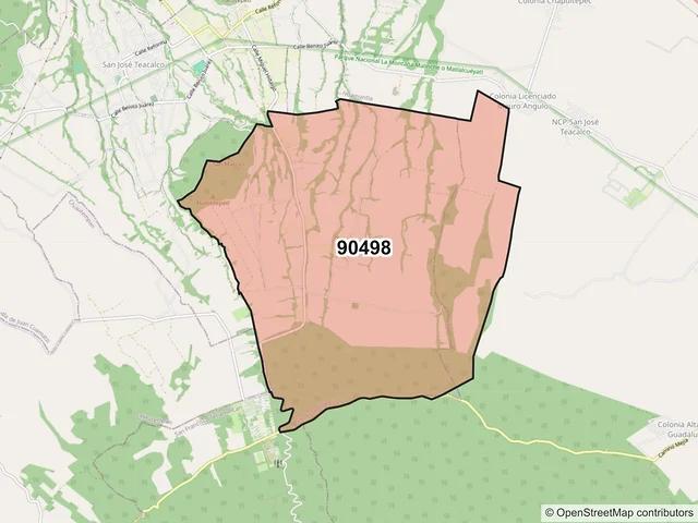Mapa del código postal 90498, San José Teacalco, Tlaxcala