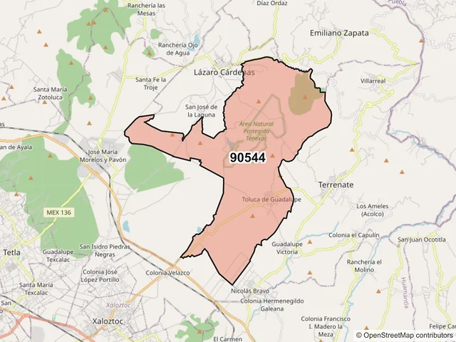 Mapa del código postal 90544, Terrenate, Tlaxcala