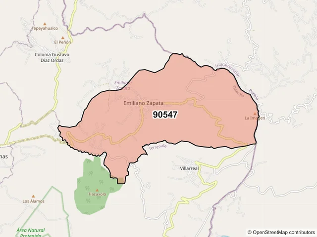 Mapa del código postal 90547, Emiliano Zapata, Tlaxcala