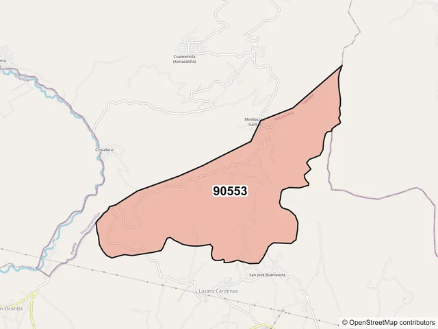 Mapa del código postal 90553, Atltzayanca, Tlaxcala