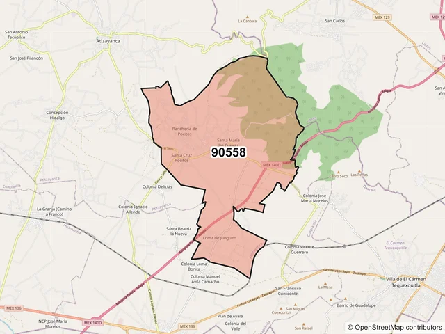 Mapa del código postal 90558, Atltzayanca, Tlaxcala