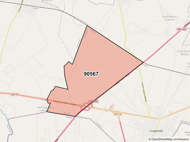 Mapa del código postal 90567, Cuapiaxtla, Tlaxcala