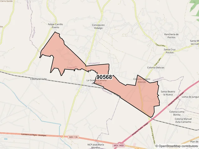 Mapa del código postal 90568, Cuapiaxtla, Tlaxcala