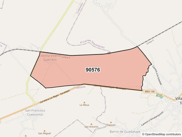 Mapa del código postal 90576, El Carmen Tequexquitla, Tlaxcala
