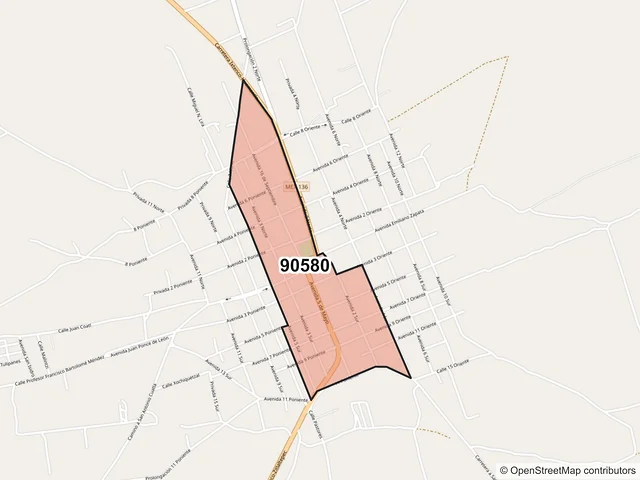 Mapa del código postal 90580, Ixtenco, Tlaxcala