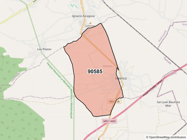 Mapa del código postal 90585, Ixtenco, Tlaxcala