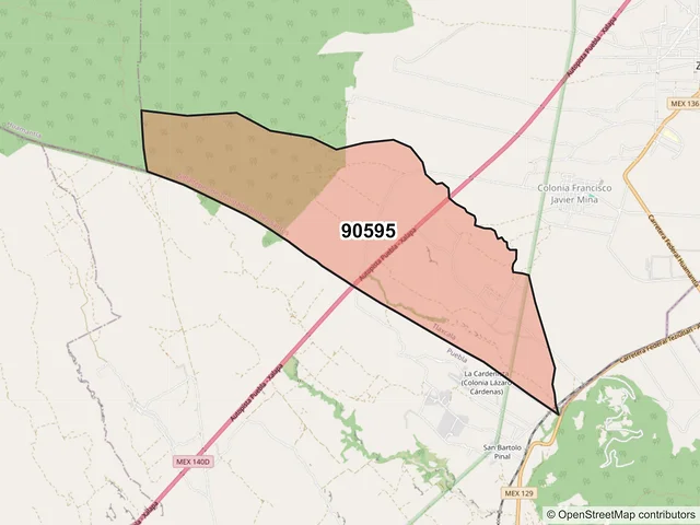 Mapa del código postal 90595, Ziltlaltépec de Trinidad Sánchez Santos, Tlaxcala
