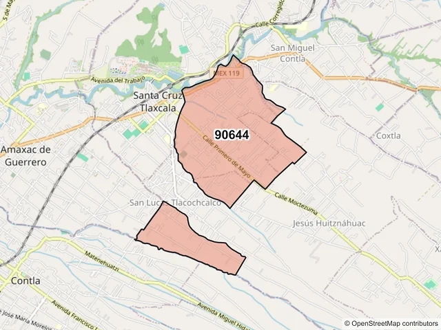 Mapa del código postal 90644, Santa Cruz Tlaxcala, Tlaxcala