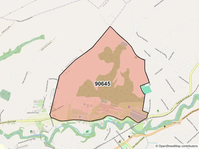 Mapa del código postal 90645, Santa Cruz Tlaxcala, Tlaxcala