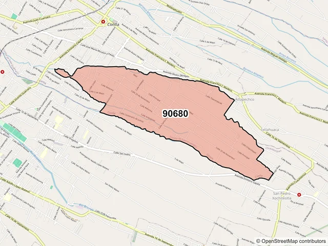 Mapa del código postal 90680, Contla de Juan Cuamatzi, Tlaxcala