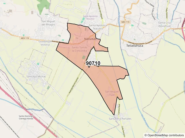 Mapa del código postal 90710, Natívitas, Tlaxcala