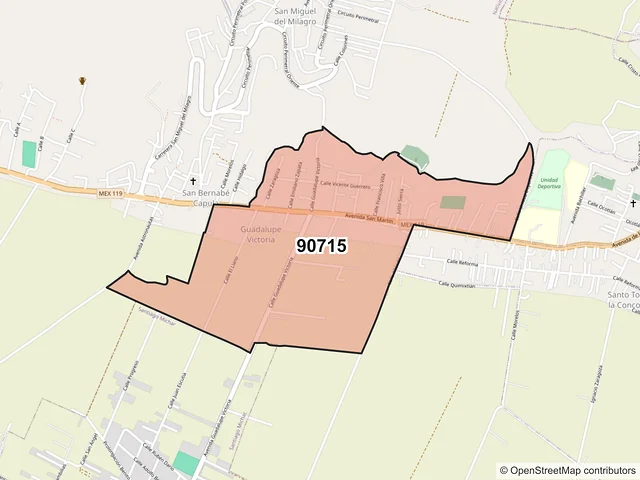 Mapa del código postal 90715, Natívitas, Tlaxcala