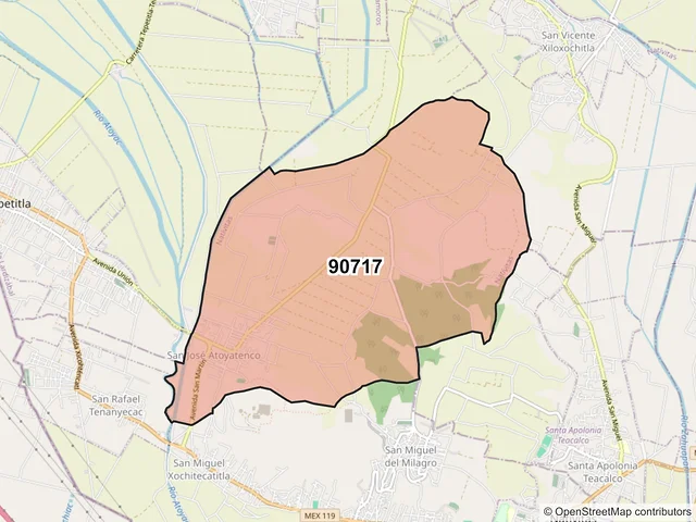 Mapa del código postal 90717, Natívitas, Tlaxcala