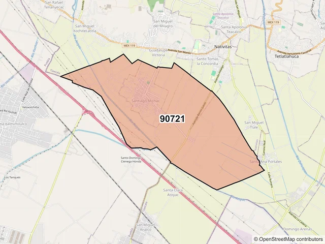 Mapa del código postal 90721, Natívitas, Tlaxcala