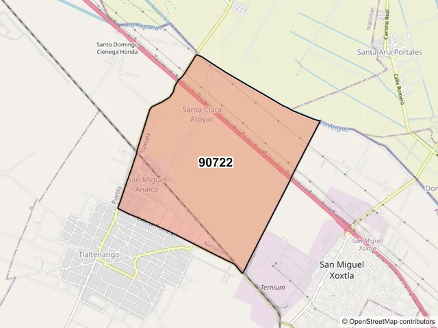 Mapa del código postal 90722, Natívitas, Tlaxcala