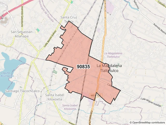 Mapa del código postal 90835, La Magdalena Tlaltelulco, Tlaxcala