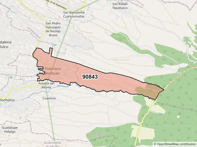 Mapa del código postal 90843, San Francisco Tetlanohcan, Tlaxcala